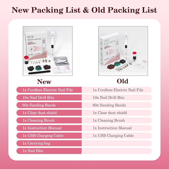PELCAS Electric Nail File, 10 Speeds Cordless Nail Drill - Image 8