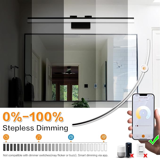 SOLFART Adjustable Color Temperature Dimmable Bathroom Light Fixtures Vanity - Image 4