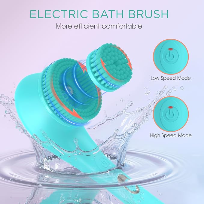VOYOR Electric Body Brush Back Scrubber Silicone Body Scrubber Two-Way Rotating - Image 4