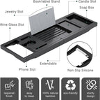 Foldable Bathtub Caddy Tray for Tub, Bamboo Expandable Bath Table Trays - Image 5