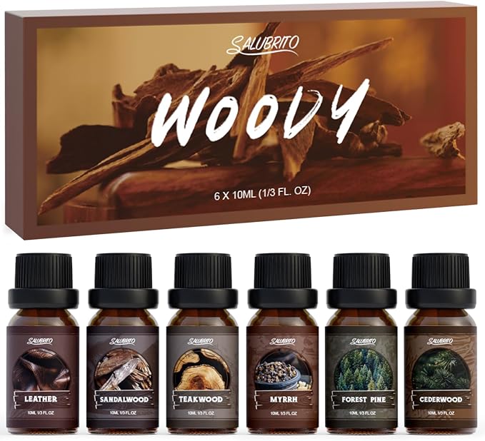 SALUBRITO Woody Fragrance Oils Set, Wood Essential Oil Set by Salubrito
