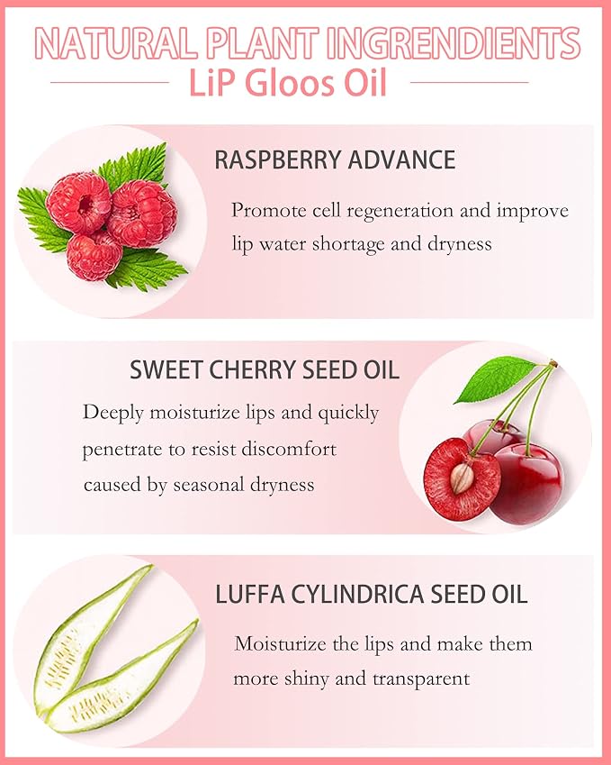 Plumping Lip Glow Oil, Hydrating Tinted Lip Oil Gloss, Transparent Toot Lip Oil - Image 2