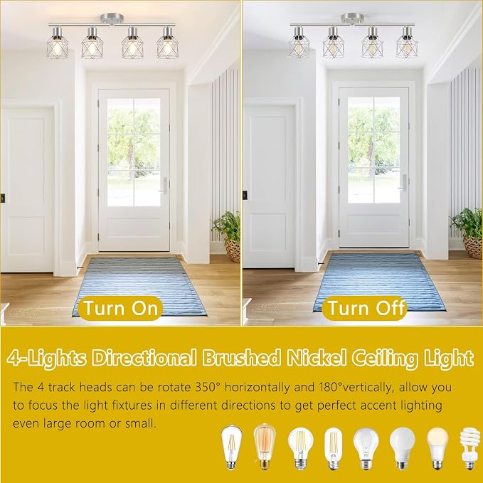Baocuz 4-Light Kitchen Lighting Fixtures, Adjustable Multi-Directional Brushed - Image 5
