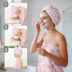 Absorbent Bath Towel Wrap Set for Women, Microfiber Shower Robe Body Towel - Image 6