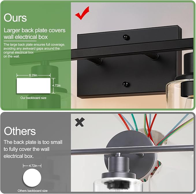 Indoi Matte Black 2-Light Bathroom Vanity Light - Image 5