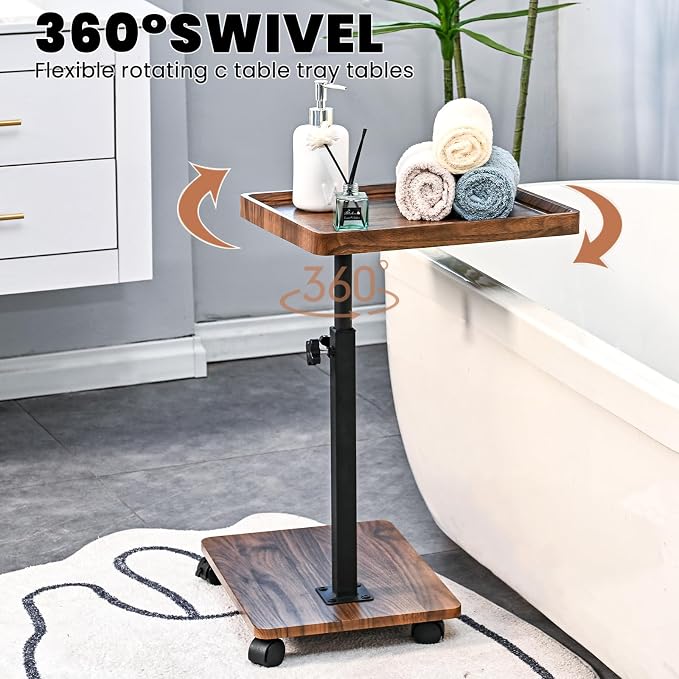 C Table End Table Adjustable Height, C Shaped End - Image 8