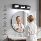 3-Light Bathroom Vanity Light Over Mirror, Matte Black LED Vanity Lighting - Image 3