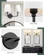 2-Light Bathroom Light Fixtures, Matte Black Vanity Lights, Double Wall Sconce - Image 4