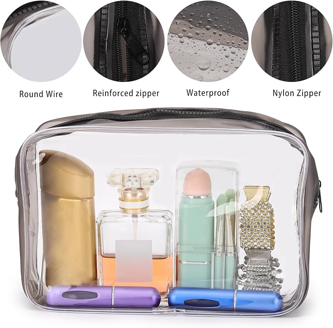Tbestmax 10 Pcs Clear Cosmetic Bags Makeup Bags Portable Waterproof Travel - Image 3