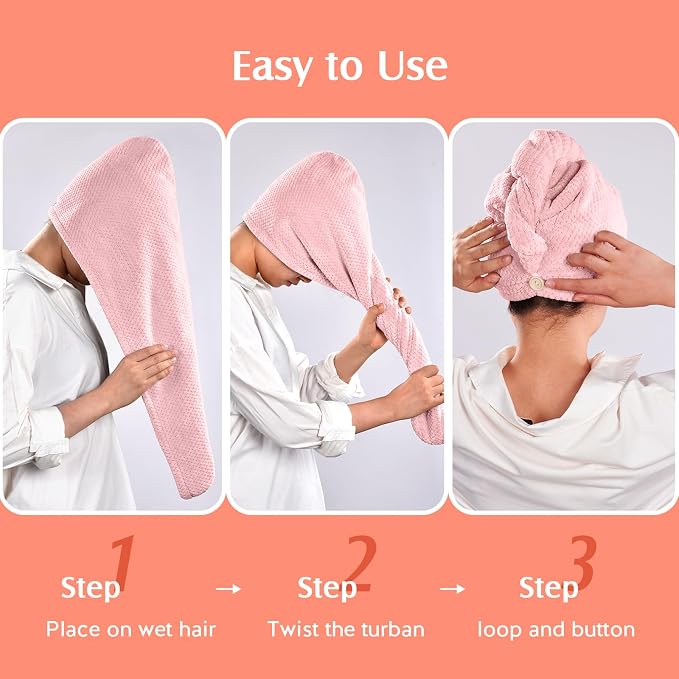 YFONG 2 Pack Microfiber Hair Towel Wrap - Image 6