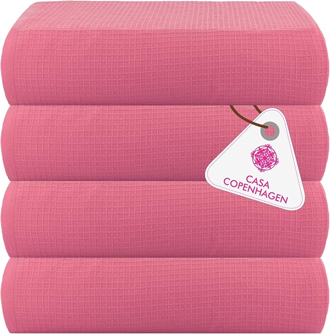 CASA COPENHAGEN Wafffle 4Pcs 100% Egyptian Cotton Large Designer Towels Gift by CASACOPENHAGEN
