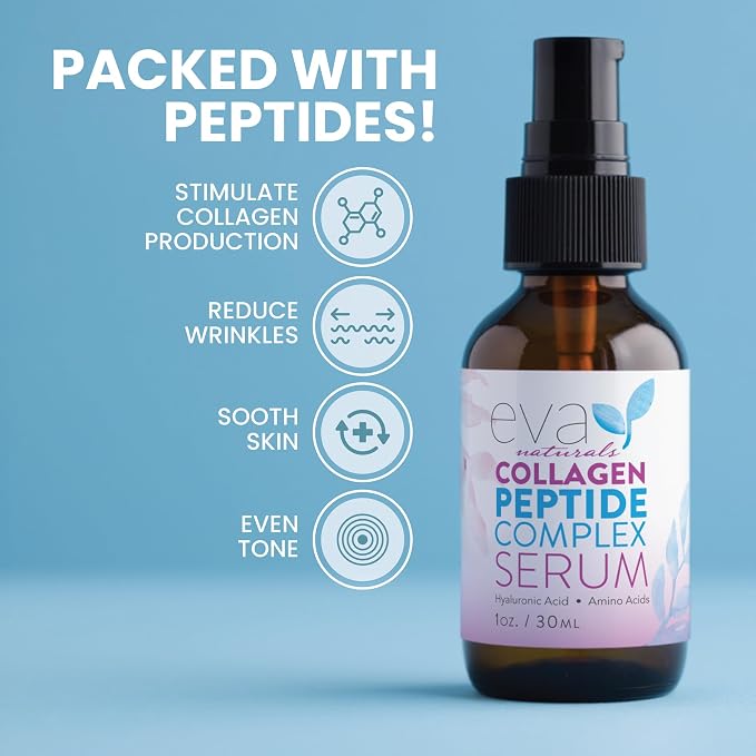 Eva Naturals Multi Peptide Face Serum – Anti Aging Collagen Peptides - Image 2