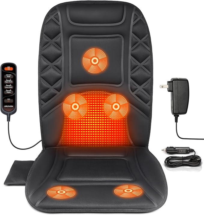 CARSHION Back Massager with Heat, Heated Seat Cover Cushion with 5 Vibrating by CARSHION