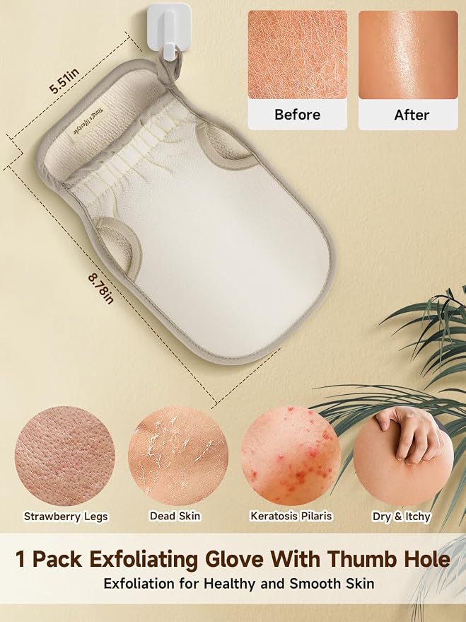 2 Packs Exfoliating Glove Machine Washable Korean Body Scrubber 100% Vegan - Image 4