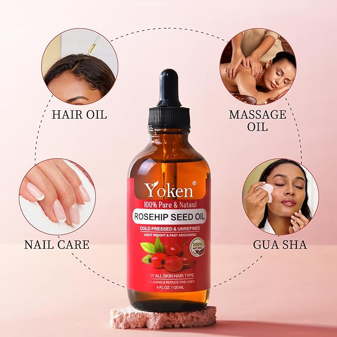 Yoken Rosehip Seed Oil for Face, 100% Pure and Natural Cold Pressed Unrefined - Image 5