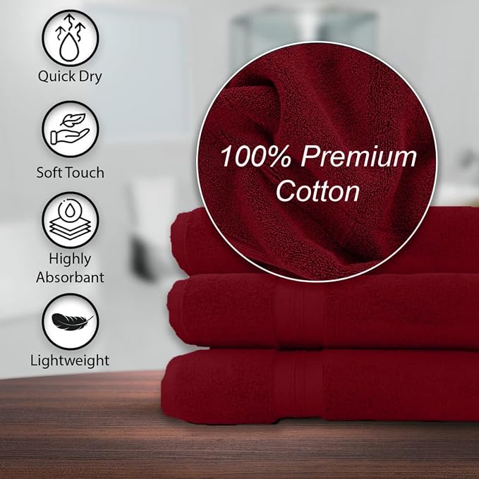 KAHAF COLLECTION 100% Cotton Bath Towels, 24x48 Pack of 6 Towels, Quick Dry - Image 4