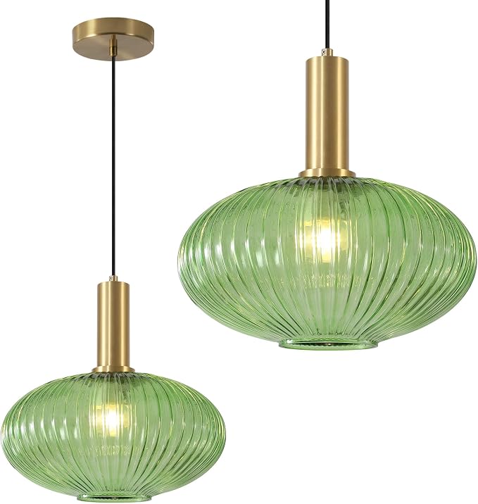 KCO Lighting Modern Gold Globe Pendant Light Black Green Glass Bathroom Fixture by KCOLighting