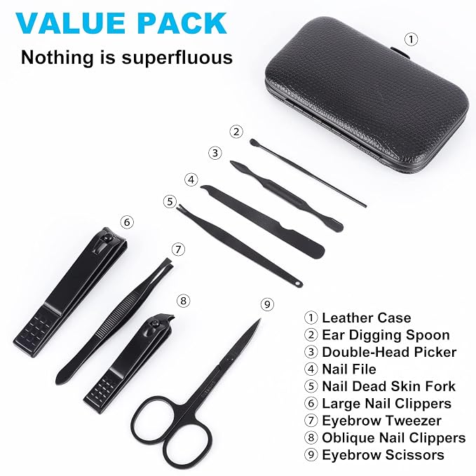 8 PCS Nail Clippers, ONEHERE Premium Manicure Set, Professional Grooming Gift - Image 3