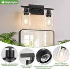 Indoi Matte Black 2-Light Bathroom Vanity Light - Image 3