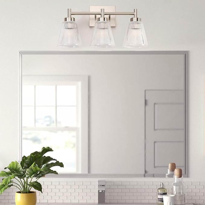 OCIOC Nickel Bathroom Vanity Light 3-Light Bathroom Light Fixtures Over Mirror - Image 7