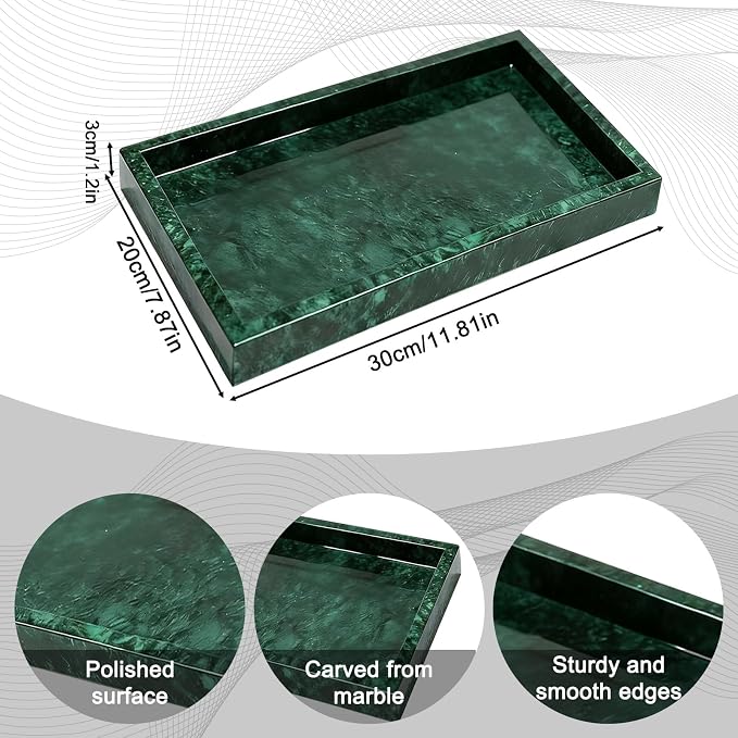 Pure Natural Marble Tray for Bathroom, Sink. Cosmetics, toiletries, etc. can be - Image 2