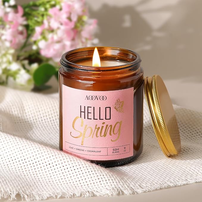 AOOVOO Hello Spring Candles - 9 oz Lilac Scented Candles - Image 6