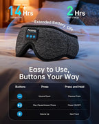 Sleep Mask with Bluetooth 5.4 Headphones, 3D Contoured Sleep Eye Mask with - Image 6