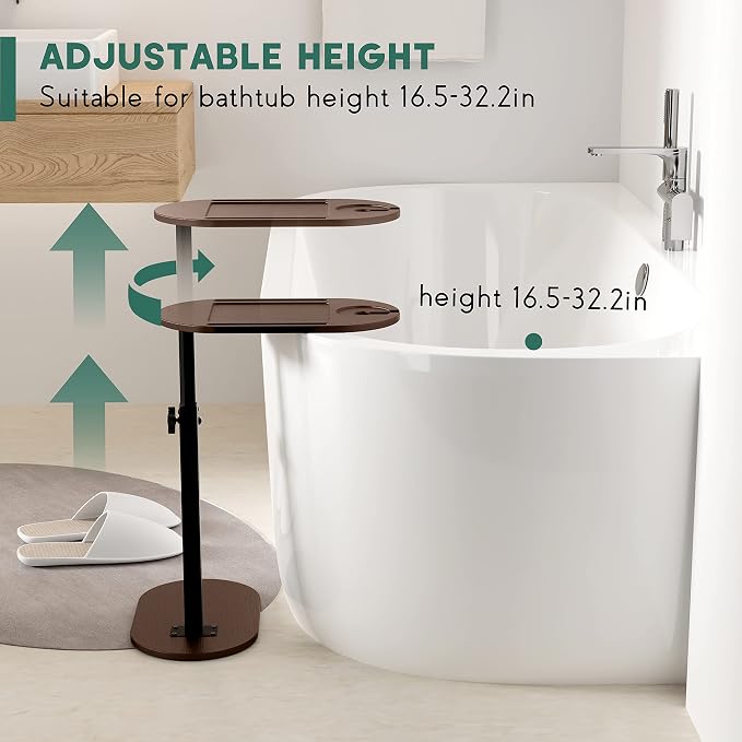 Yumkfoi Bamboo Bathtub Tray Table - Image 4
