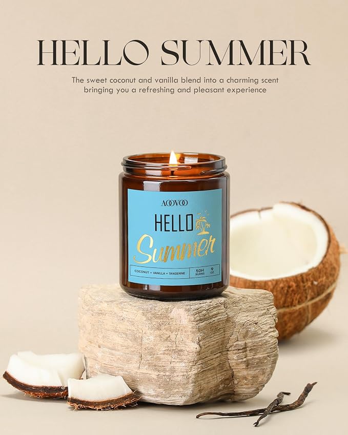AOOVOO Hello Summer Candles - 9 oz Scented Candles - Image 2