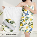 Absorbent Bath Towel Wrap Set for Women, Hummingbird Lemon Print Towel Wrap - Image 5