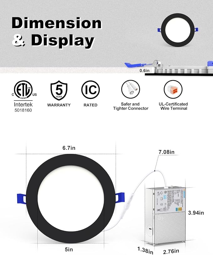 VOLISUN 12 Pack 6 Inch Black Recessed Light - Image 4