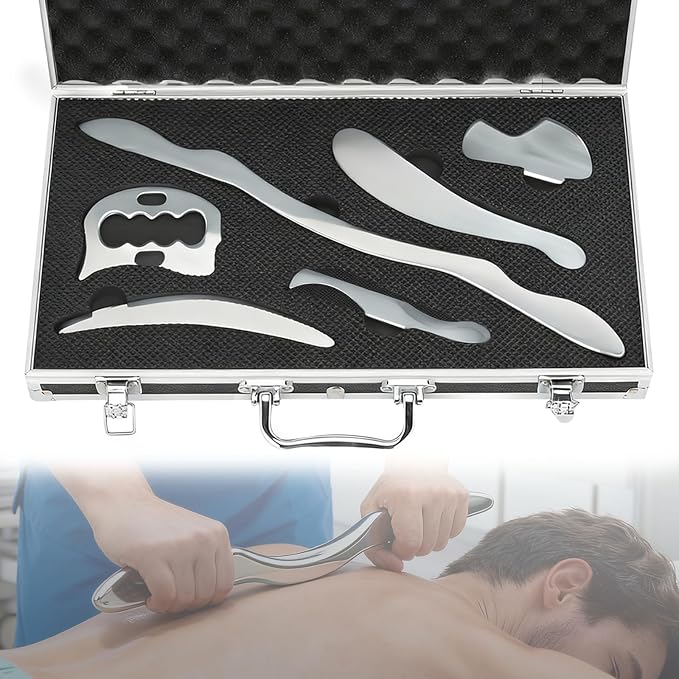 6-Piece Gua Sha Muscle Stainless Steel Scraper Massage Tool Set by ISXACFF