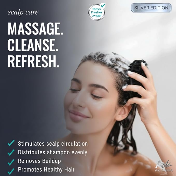 Avilana Silver Edition Scalp Massager Shampoo Brush - Image 6