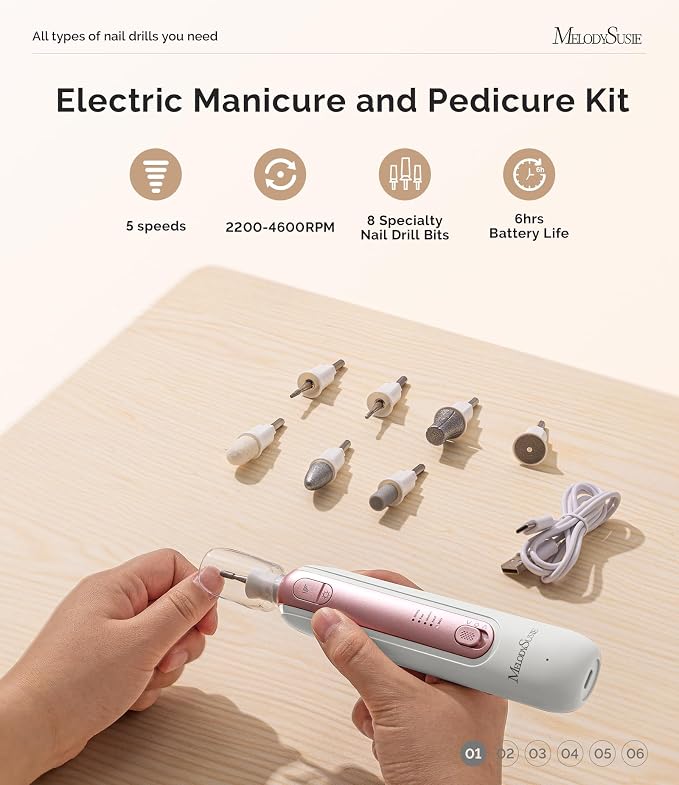 MelodySusie Cordless Pedicure & Manicure Nail Drill Kit, PC760G - Image 2
