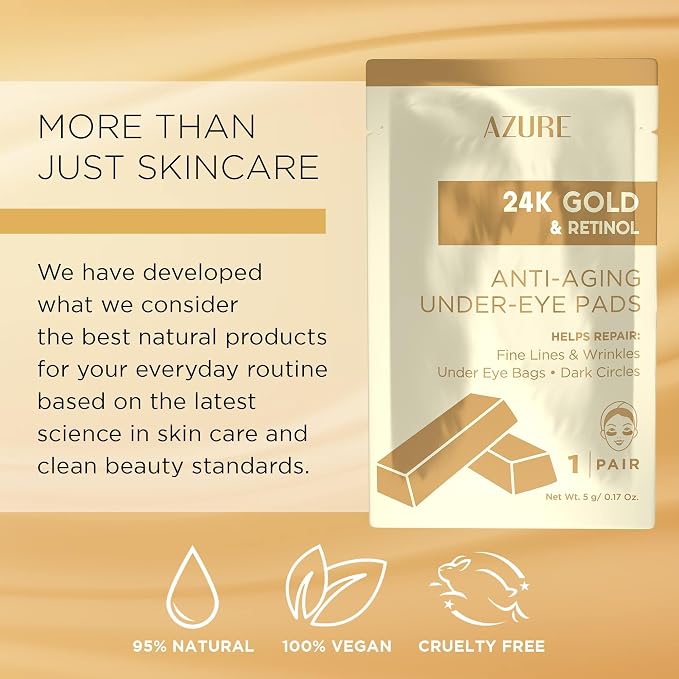 AZURE 24K Gold & Retinol Anti Aging Under Eye Patches - Image 5