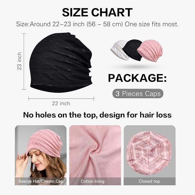 Women's Summer Beanie for Men Hat Boho Hats Adult Dwarf Hats Chemo Cap Cancer - Image 2