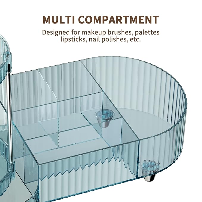 Rotating Makeup Organizer for Vanity, 2 Perfume Trays - Image 3