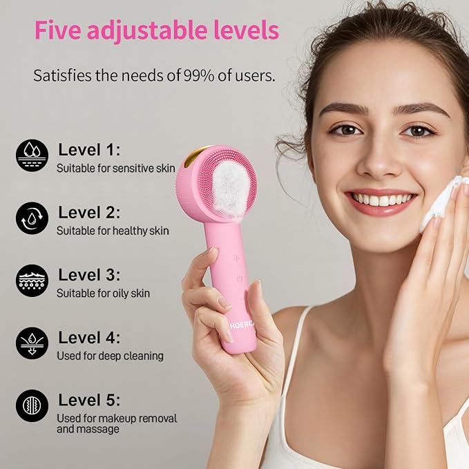 Facial Cleansing Brush Electric – Rechargeable Silicone Face Scrubber, - Image 3