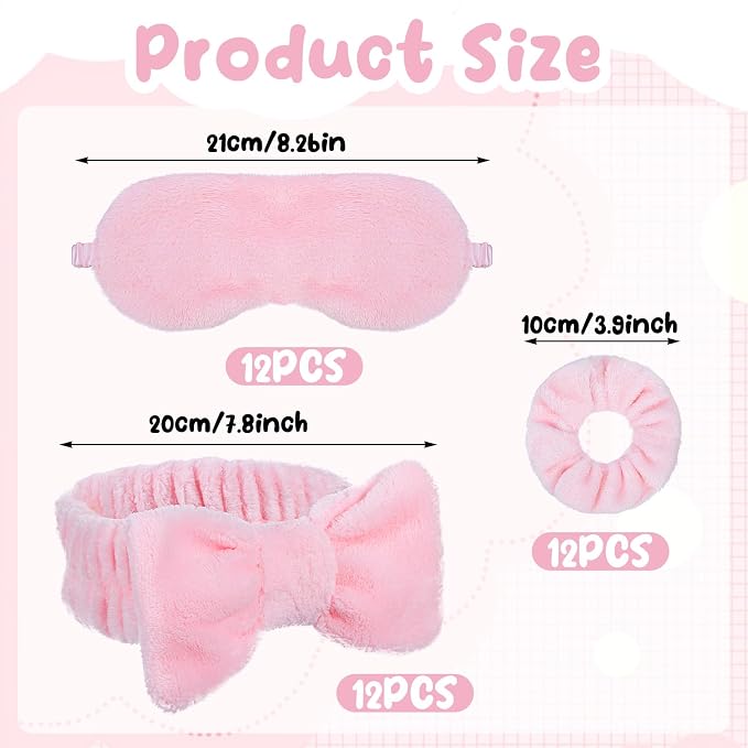 36 PCS Spa Headband Bulk, Girls Spa Headband Pink Makeup Headbands Eye Mask - Image 2