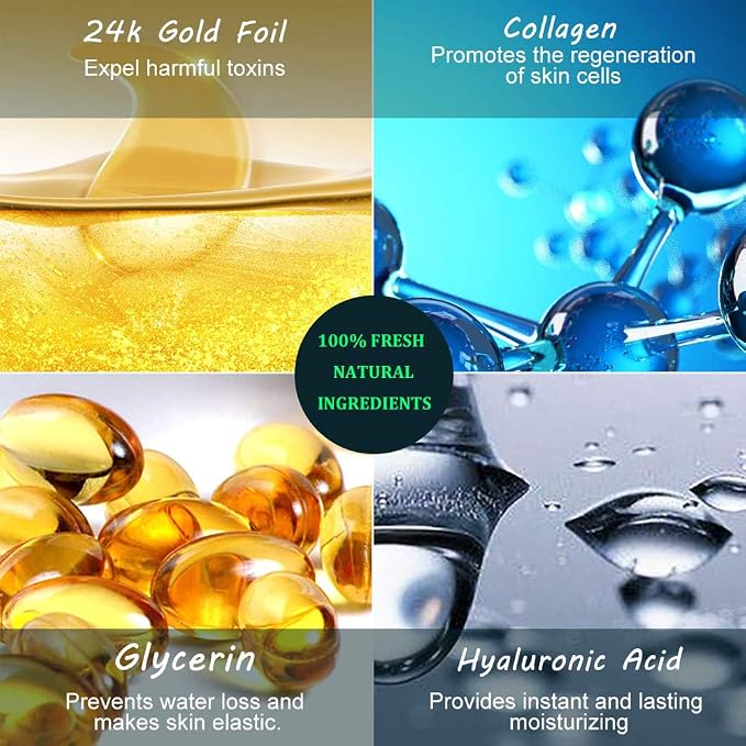 Under Eye Patches, 24K Gold Eye Mask, Collagen Gel Pads Patch Treatments - Image 2