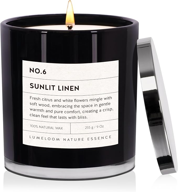 Sunlit Linen Luxury Scented Candles, 9oz Soy Wax Candles by Unknown