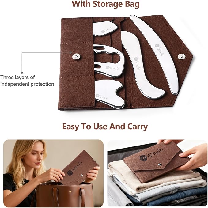 5-in-1 Stainless Steel Muscle & Fascia Scraper Tool Set, - Image 9