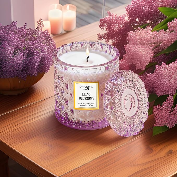 Chloefu LAN Lilac Blossoms Scented Candle, Highly Floral Fragranced Candle - Image 3