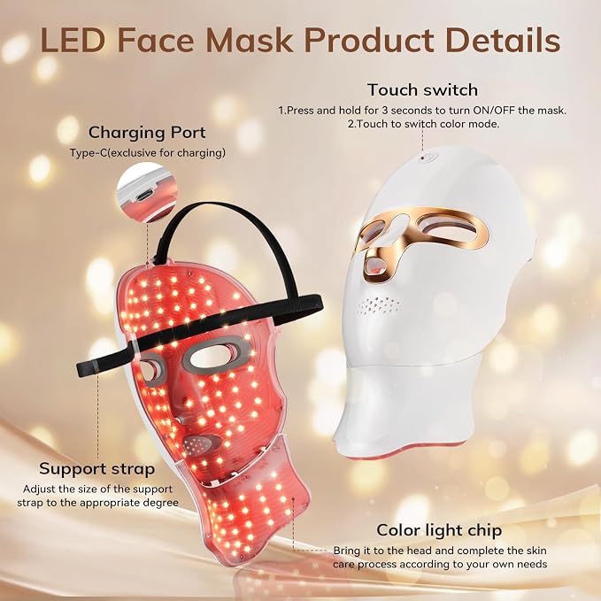 Red Light Therapy Mask for Face, Cordless LED Face Mask Light Therapy, USB C - Image 5