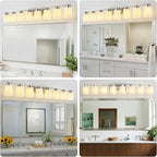 8-Light Bathroom Light Fixtures, Modern Vanity Lights, Brushed Nickel Metal - Image 7