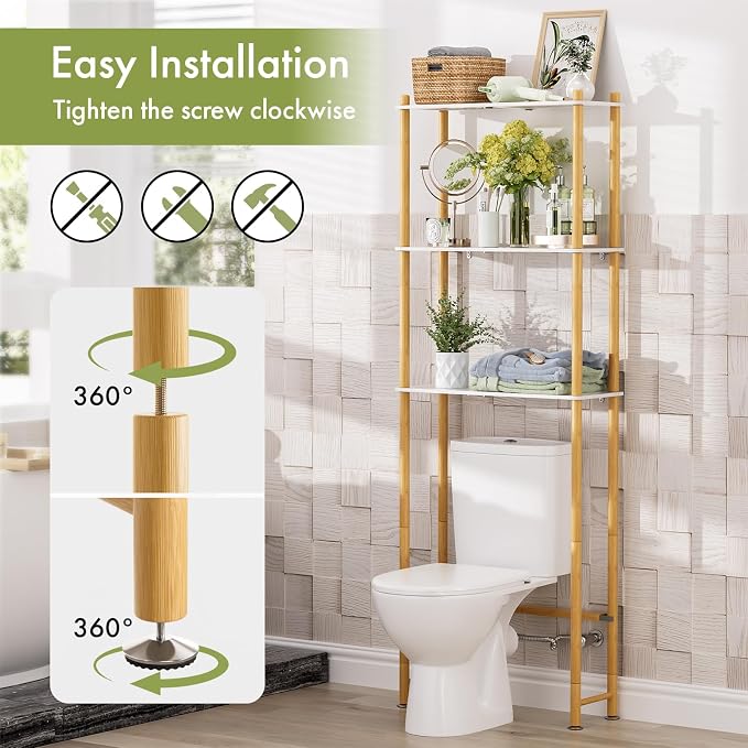 AmazerBath Over The Toilet Storage Bamboo, Bathroom Storage Organizer Shelf - Image 5