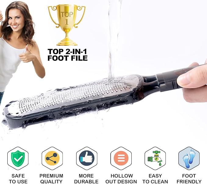 Antonki Foot File for Dead Skin, Double Sided Callus Remover for Feet, Metal - Image 3