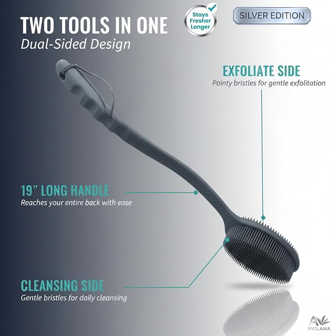 Avilana Silver Edition Back Scrubber Long Handle 19 Inch - Image 4