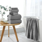 8 Piece Bath Towel Set Grey |2 Oversized Large Bath Sheet, 2 Hand Towels - Image 7