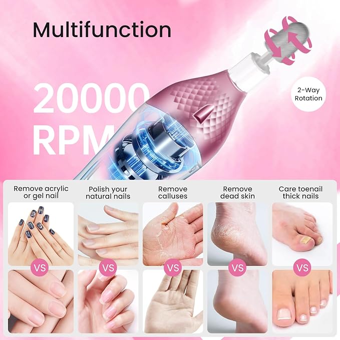 36-Piece Professional Manicure Pedicure Kit-Cordless Electric Nail File Kit - Image 5
